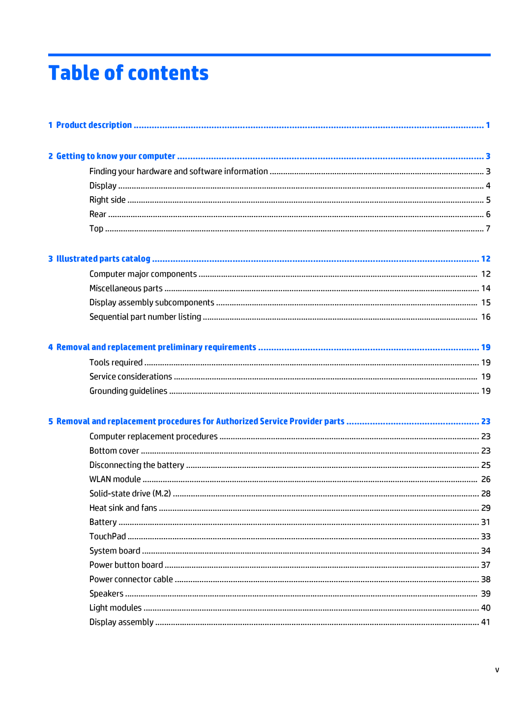 HP OMEN - 15t-5000 manual Table of contents 