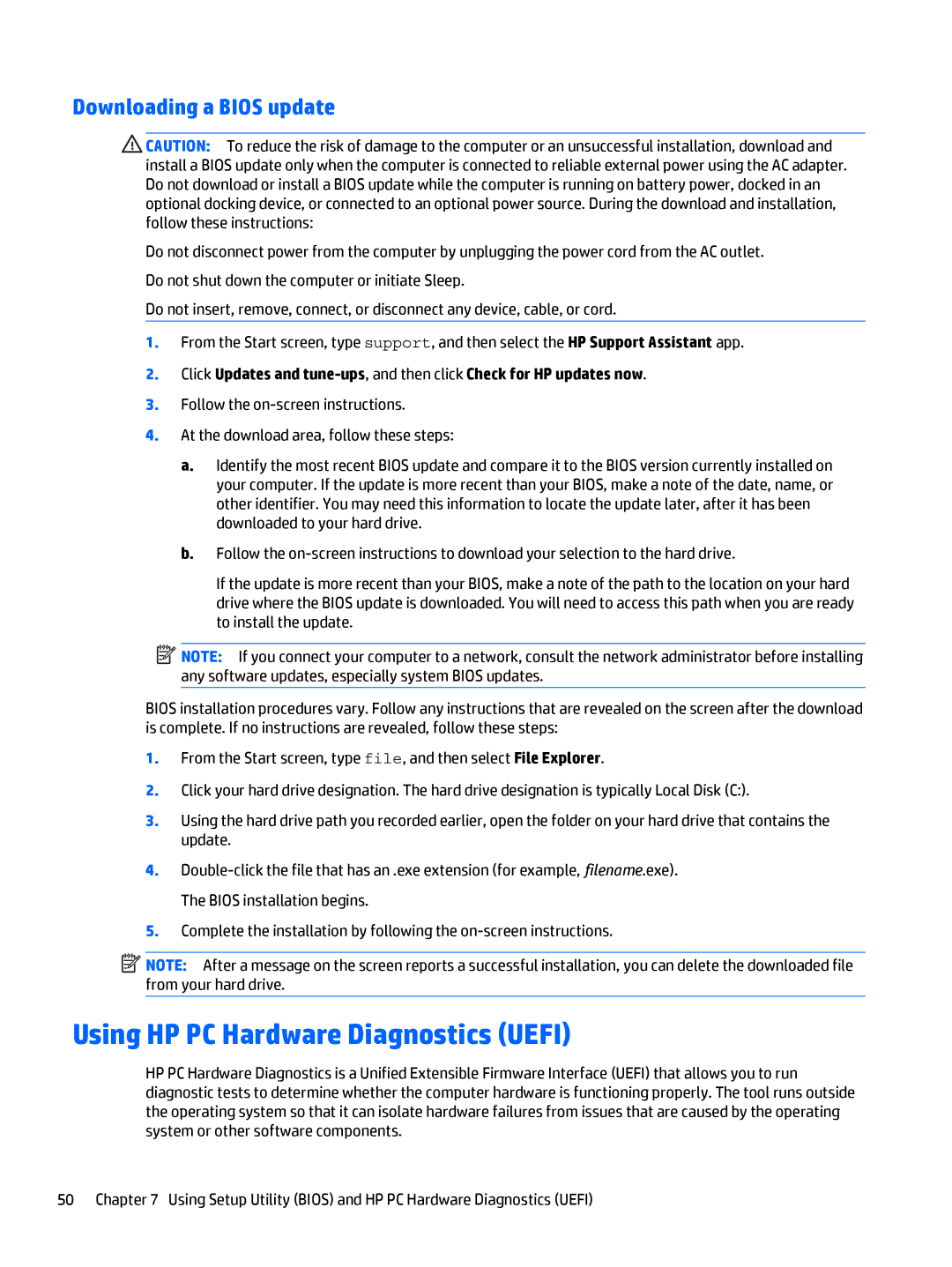 HP OMEN - 15t-5000 manual Using HP PC Hardware Diagnostics Uefi, Downloading a Bios update 