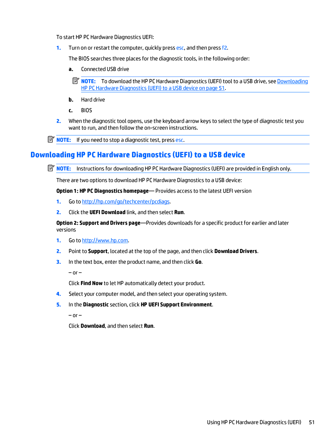 HP OMEN - 15t-5000 manual Downloading HP PC Hardware Diagnostics Uefi to a USB device 