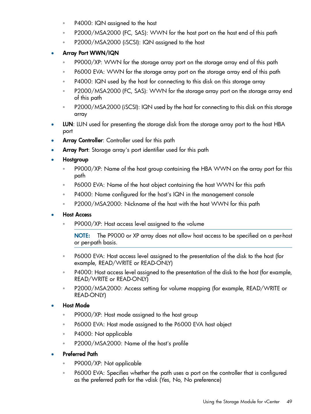 HP OneView for VMware vCenter/Operations Manager/Log Insight manual Using the Storage Module for vCenter 