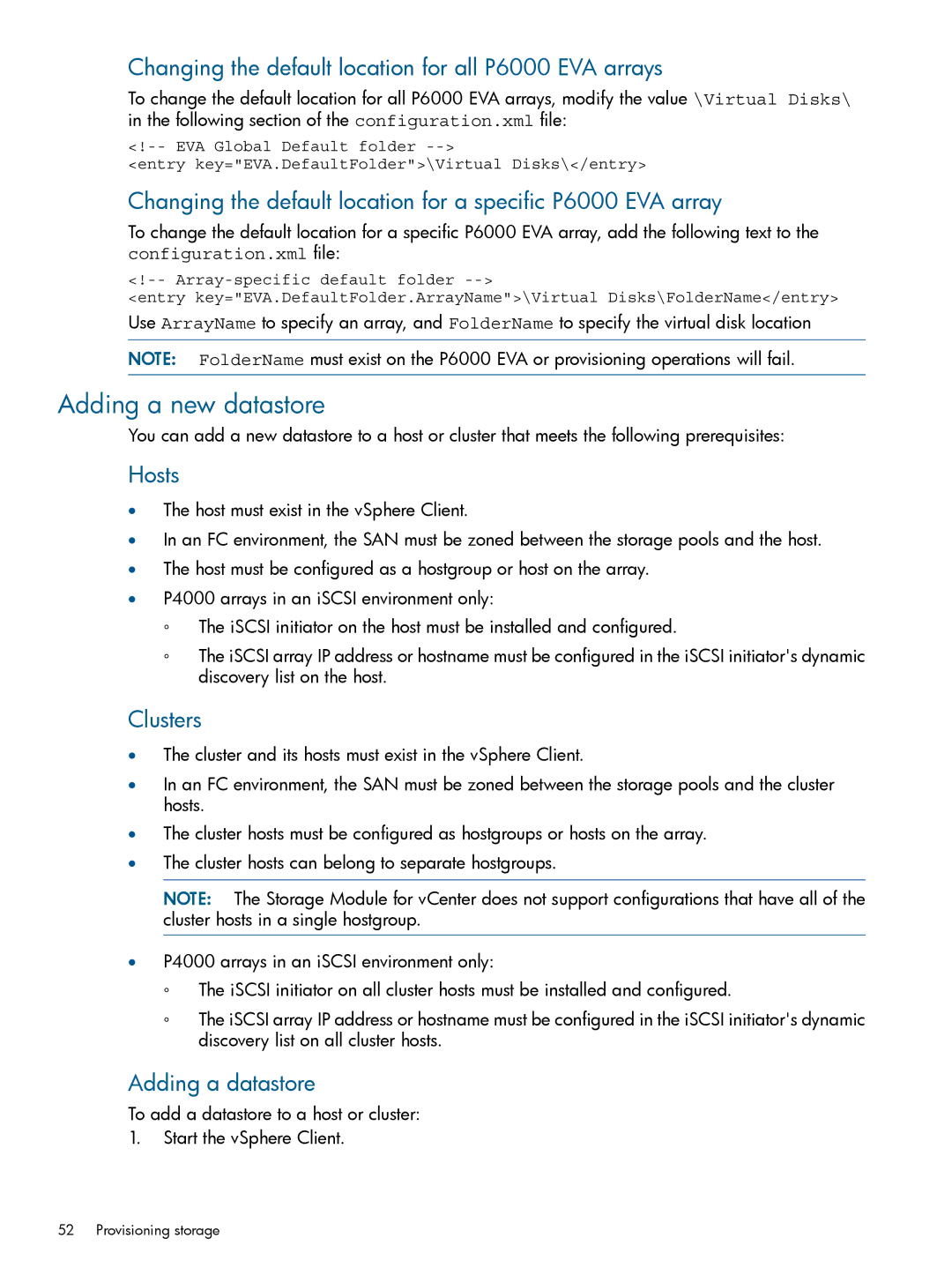 HP OneView for VMware vCenter/Operations Manager/Log Insight Adding a new datastore, Hosts, Clusters, Adding a datastore 