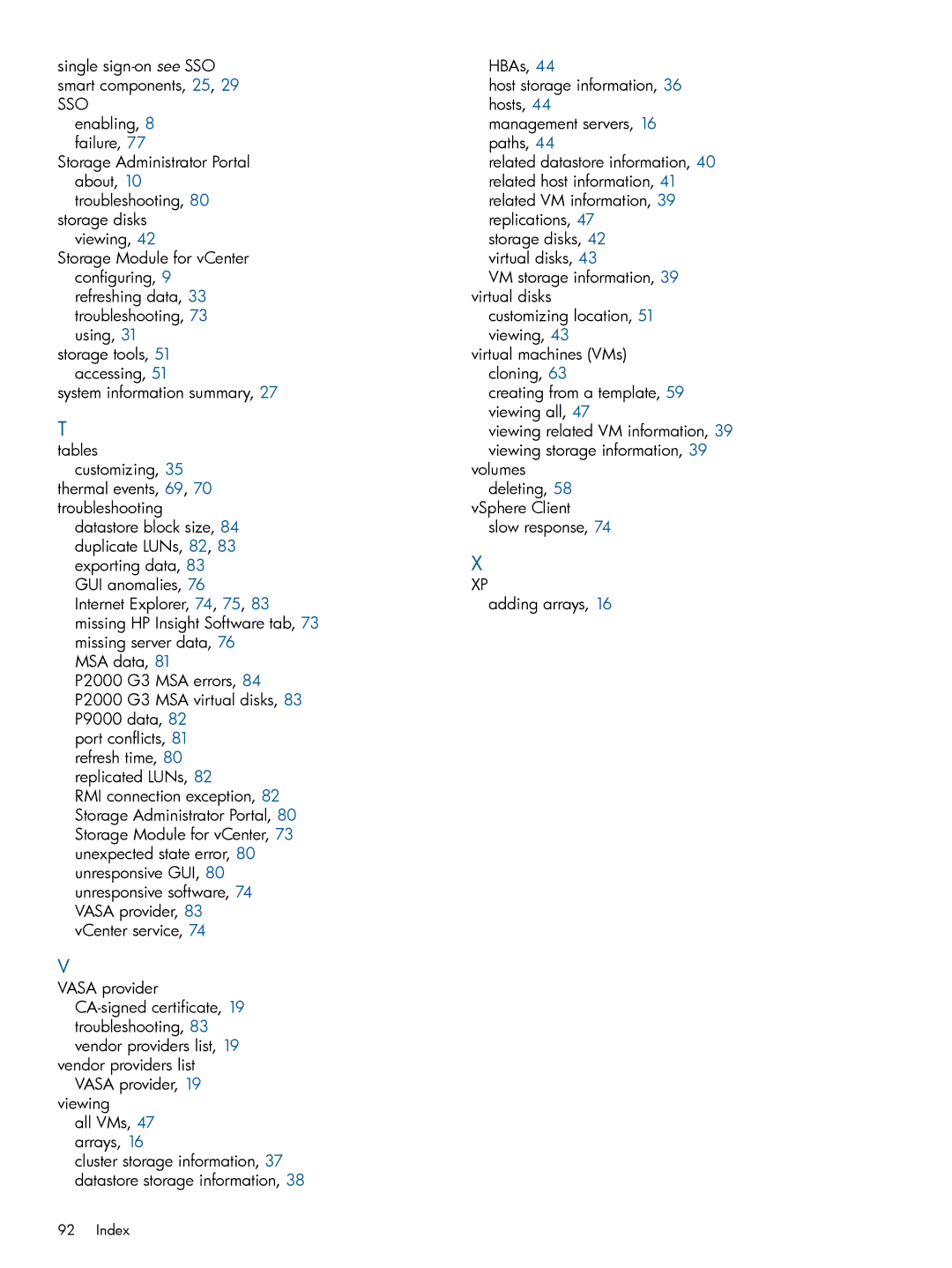 HP OneView for VMware vCenter/Operations Manager/Log Insight manual Index 