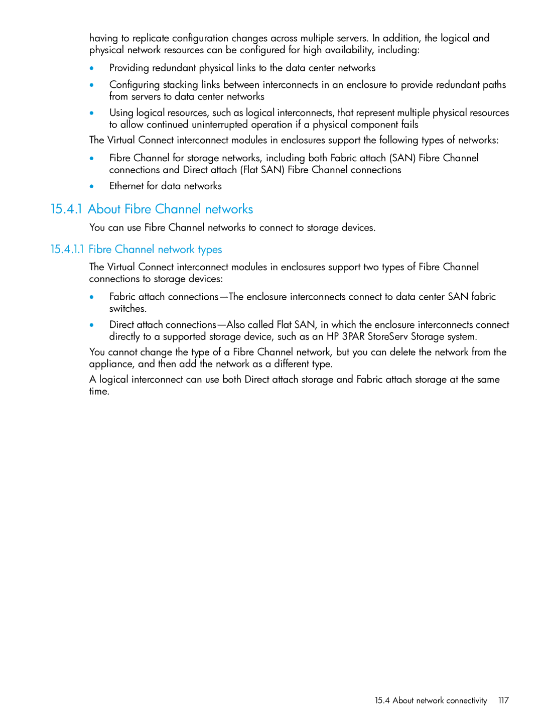 HP OneView manual About Fibre Channel networks, Fibre Channel network types, About network connectivity 