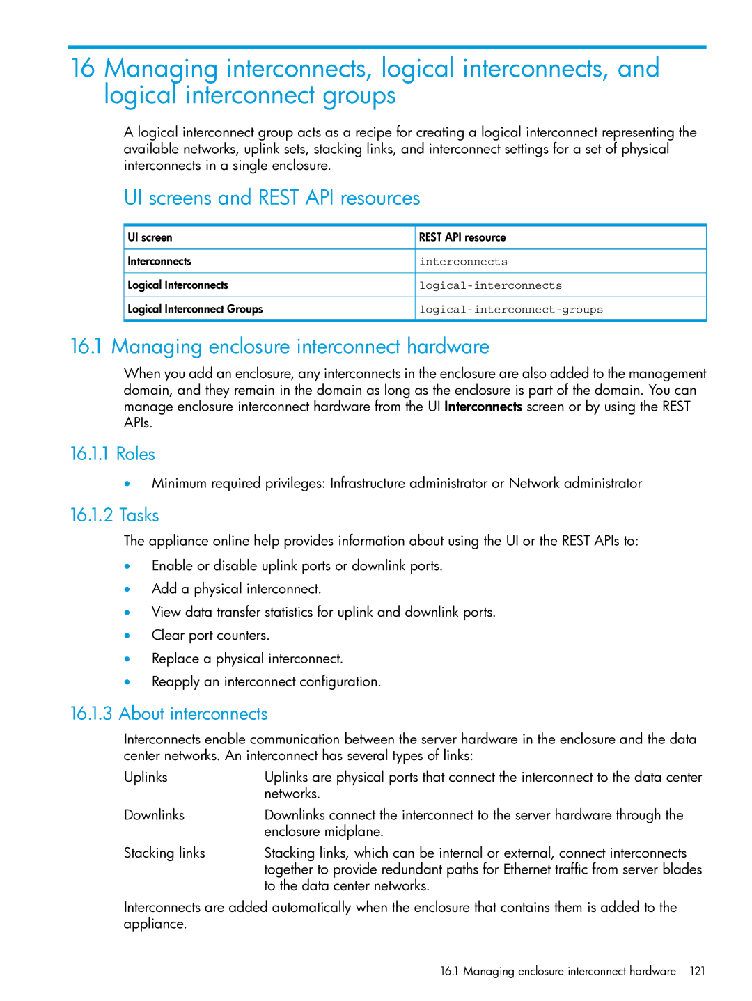 HP OneView manual Managing enclosure interconnect hardware, About interconnects 