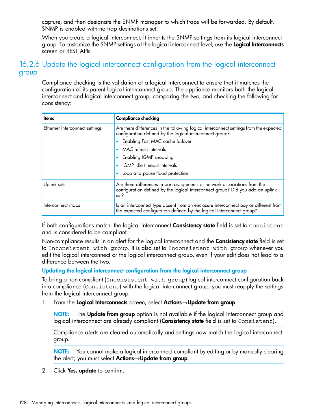 HP OneView manual Items Compliance checking Ethernet interconnect settings, Set?, Interconnect maps 