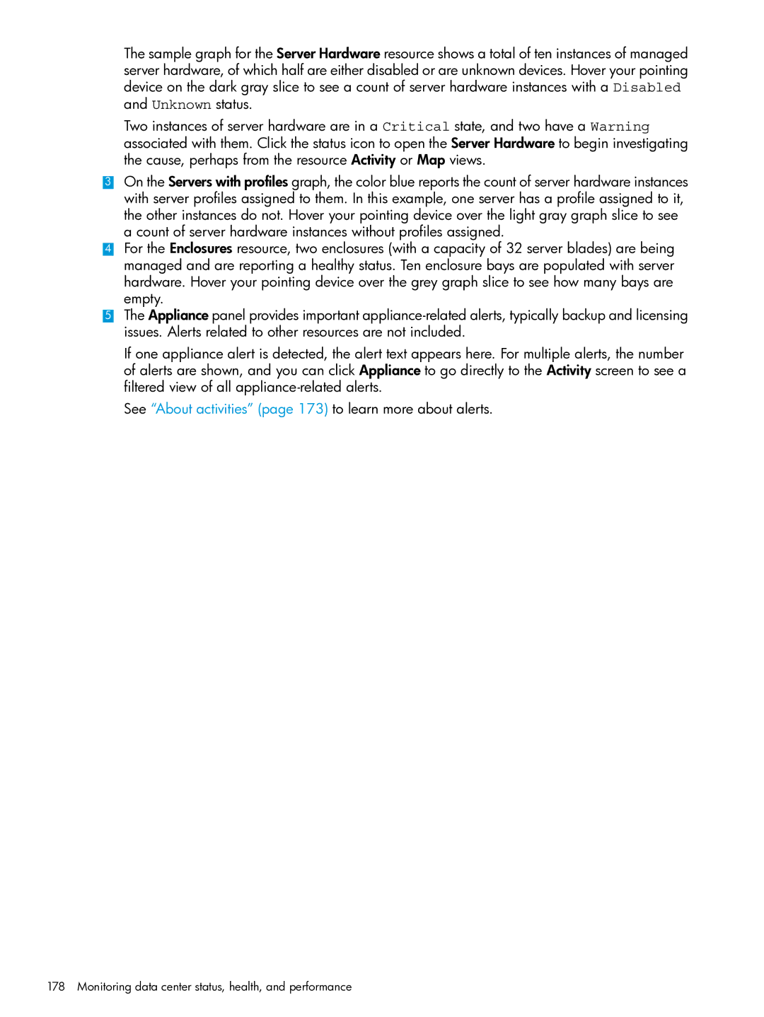 HP OneView manual Monitoring data center status, health, and performance 