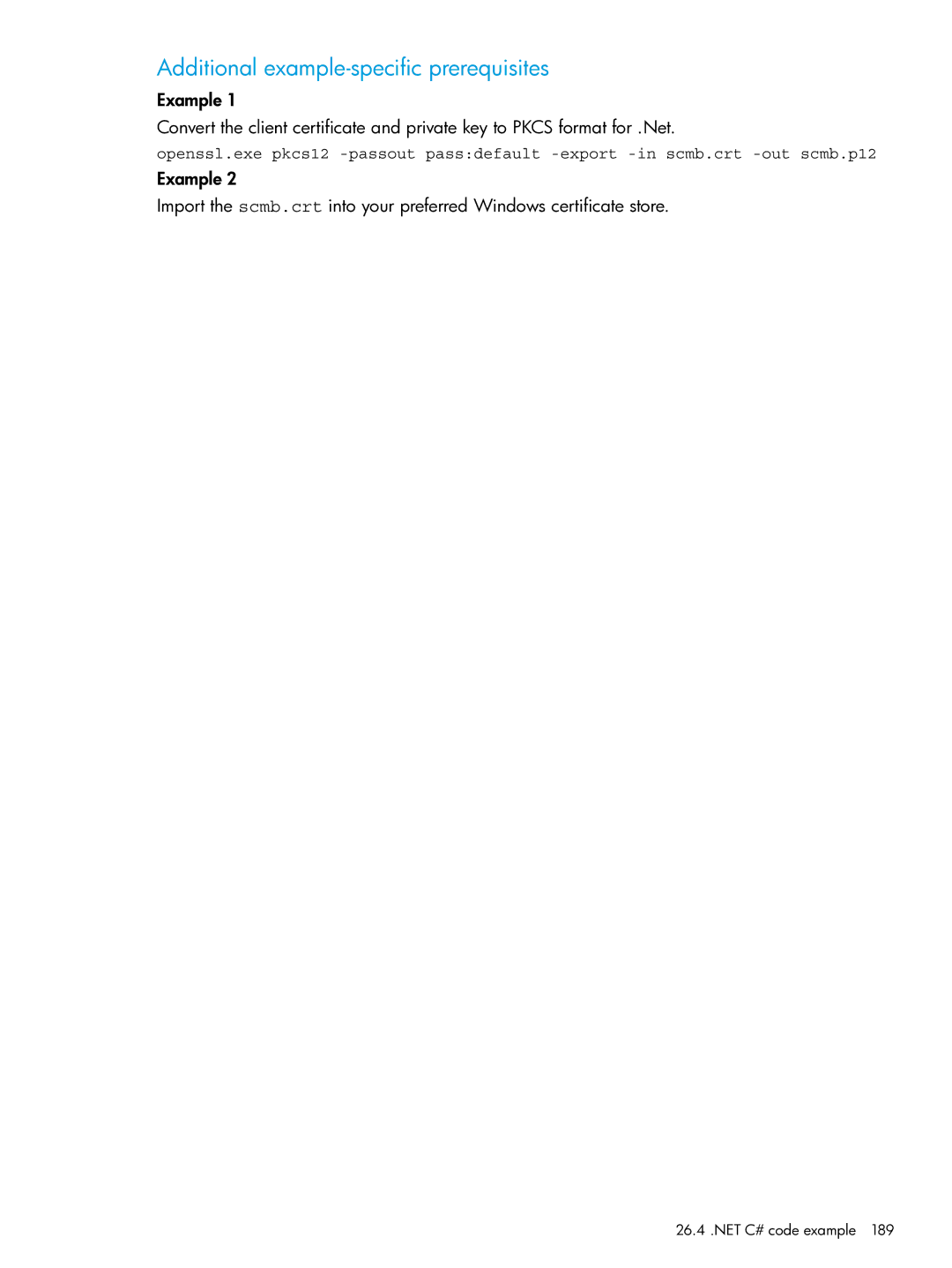 HP OneView manual Additional example-specific prerequisites, NET C# code example 