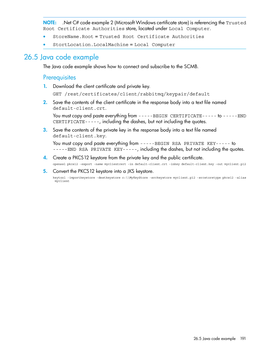 HP OneView manual Java code example 