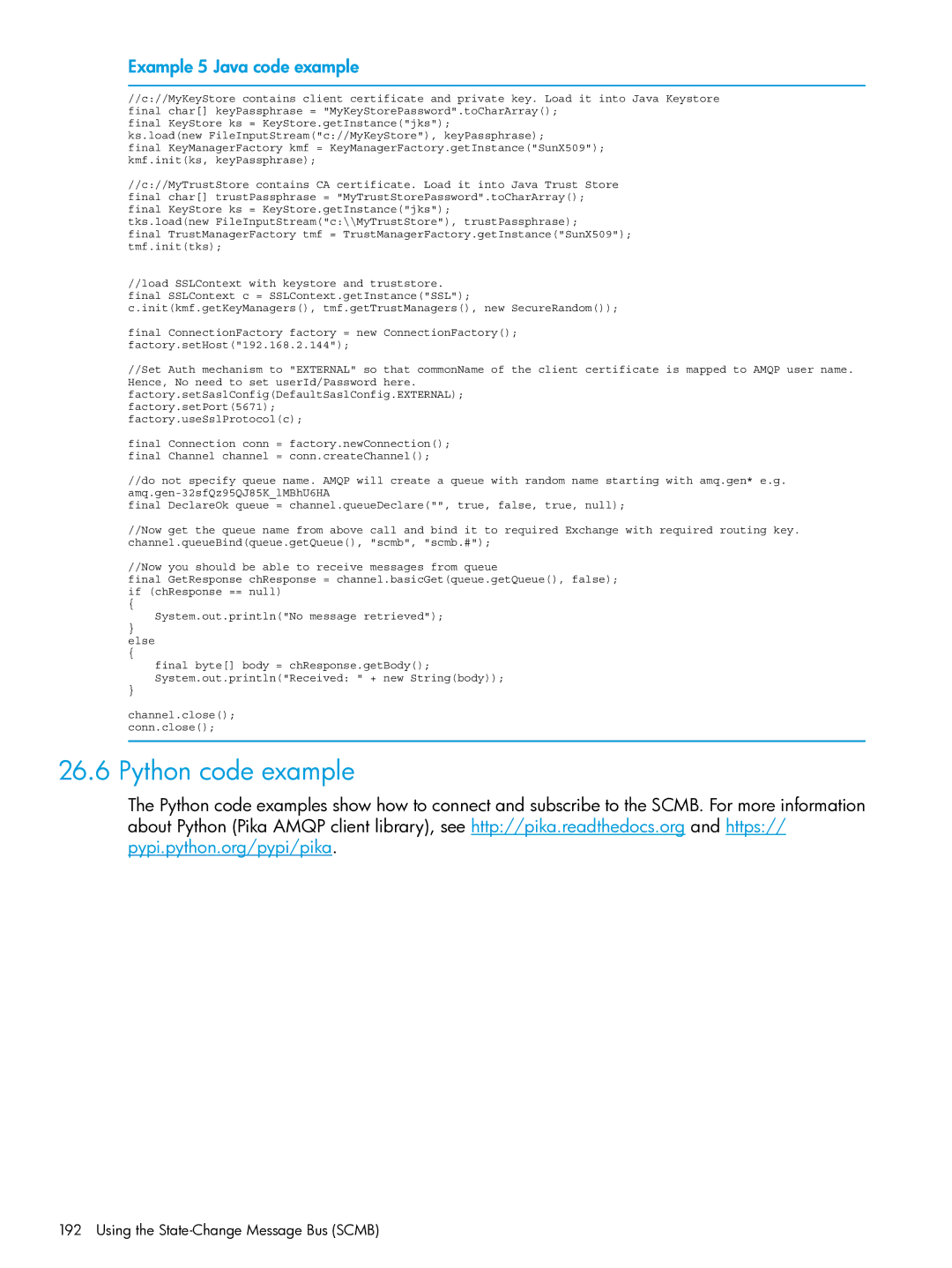 HP OneView manual Python code example, Example 5 Java code example 