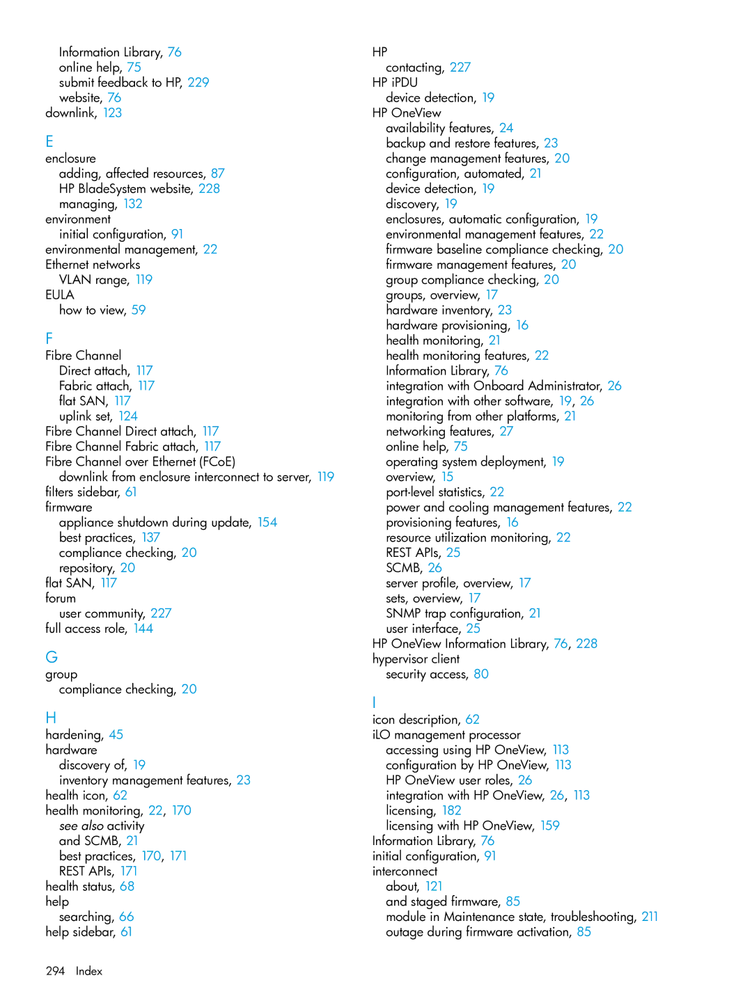 HP OneView manual Eula, Index 