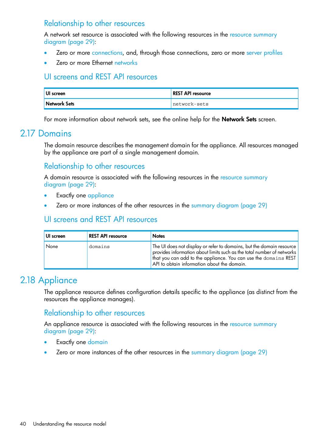 HP OneView manual Domains, Appliance, Network-sets 