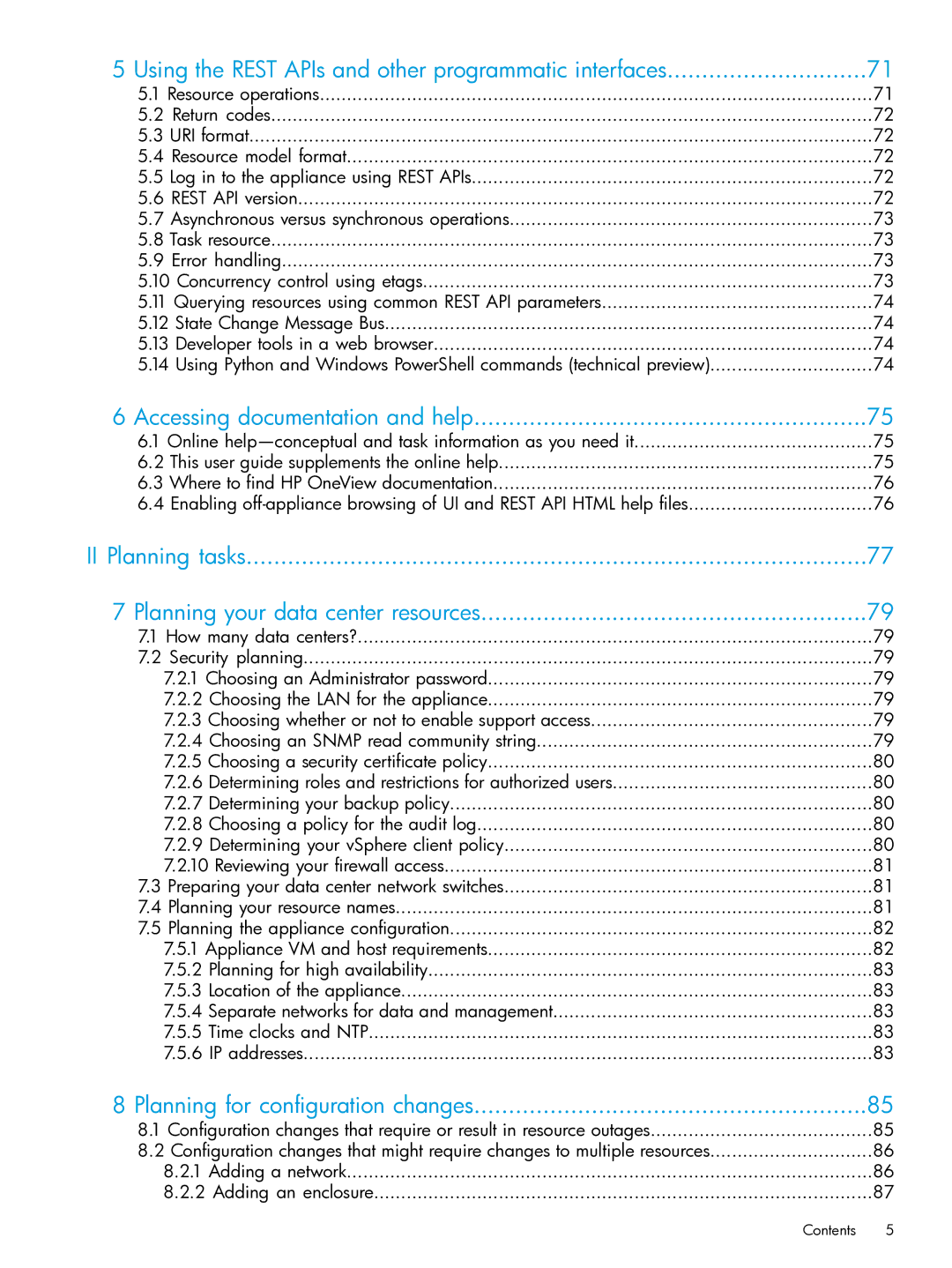 HP OneView manual Using the Rest APIs and other programmatic interfaces, Accessing documentation and help 