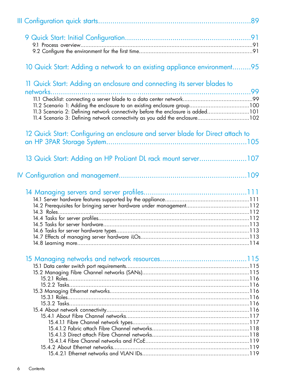 HP OneView manual An HP 3PAR Storage System 105, 107, Managing networks and network resources 115 