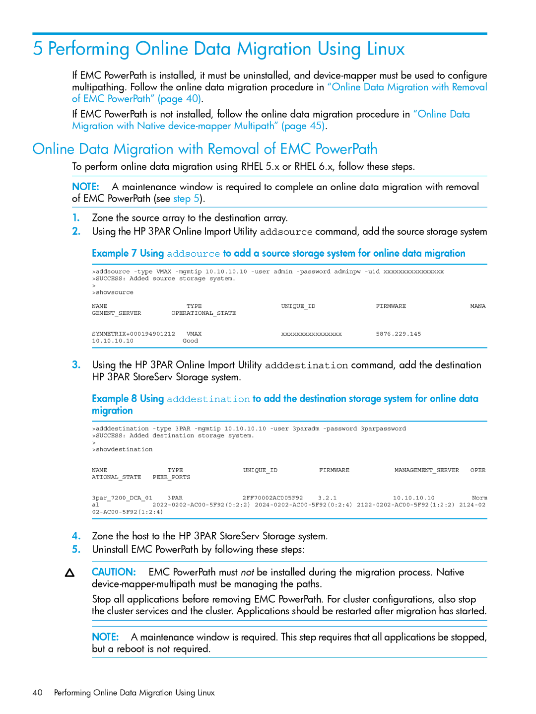 HP Online Import Software manual Performing Online Data Migration Using Linux 