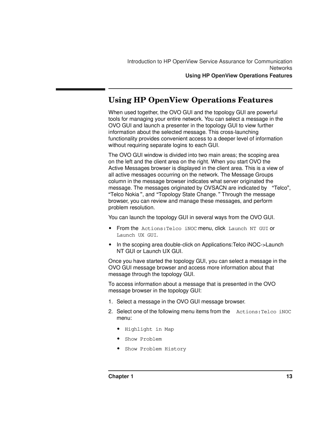 HP OPENVIEW J5119-90007 manual Using HP OpenView Operations Features 