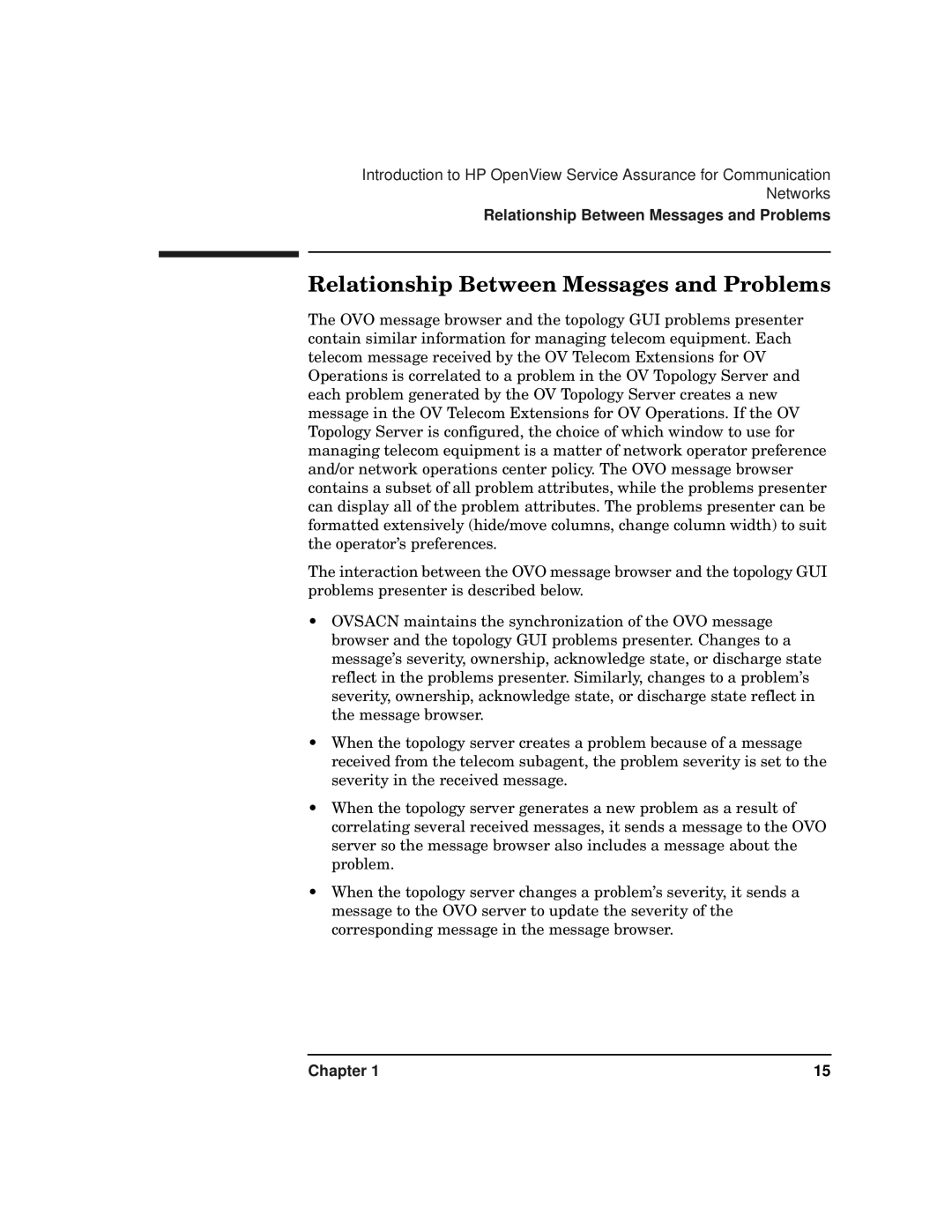 HP OPENVIEW J5119-90007 manual Relationship Between Messages and Problems 