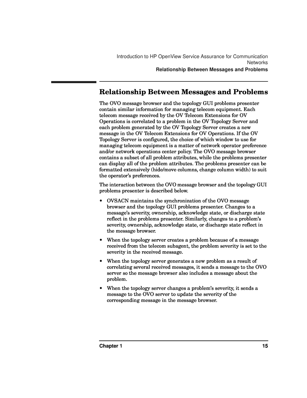 HP OPENVIEW J5119-90007 manual Relationship Between Messages and Problems, Chapter 