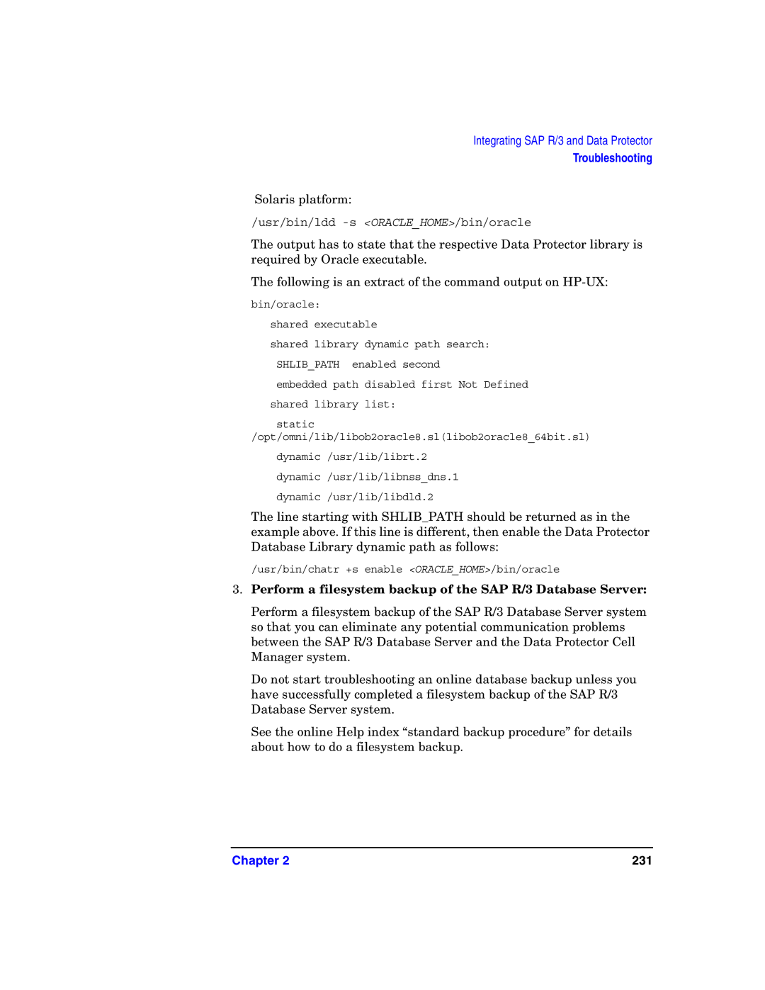 HP OpenView Storage B6960-96008 manual Solaris platform, Perform a filesystem backup of the SAP R/3 Database Server 