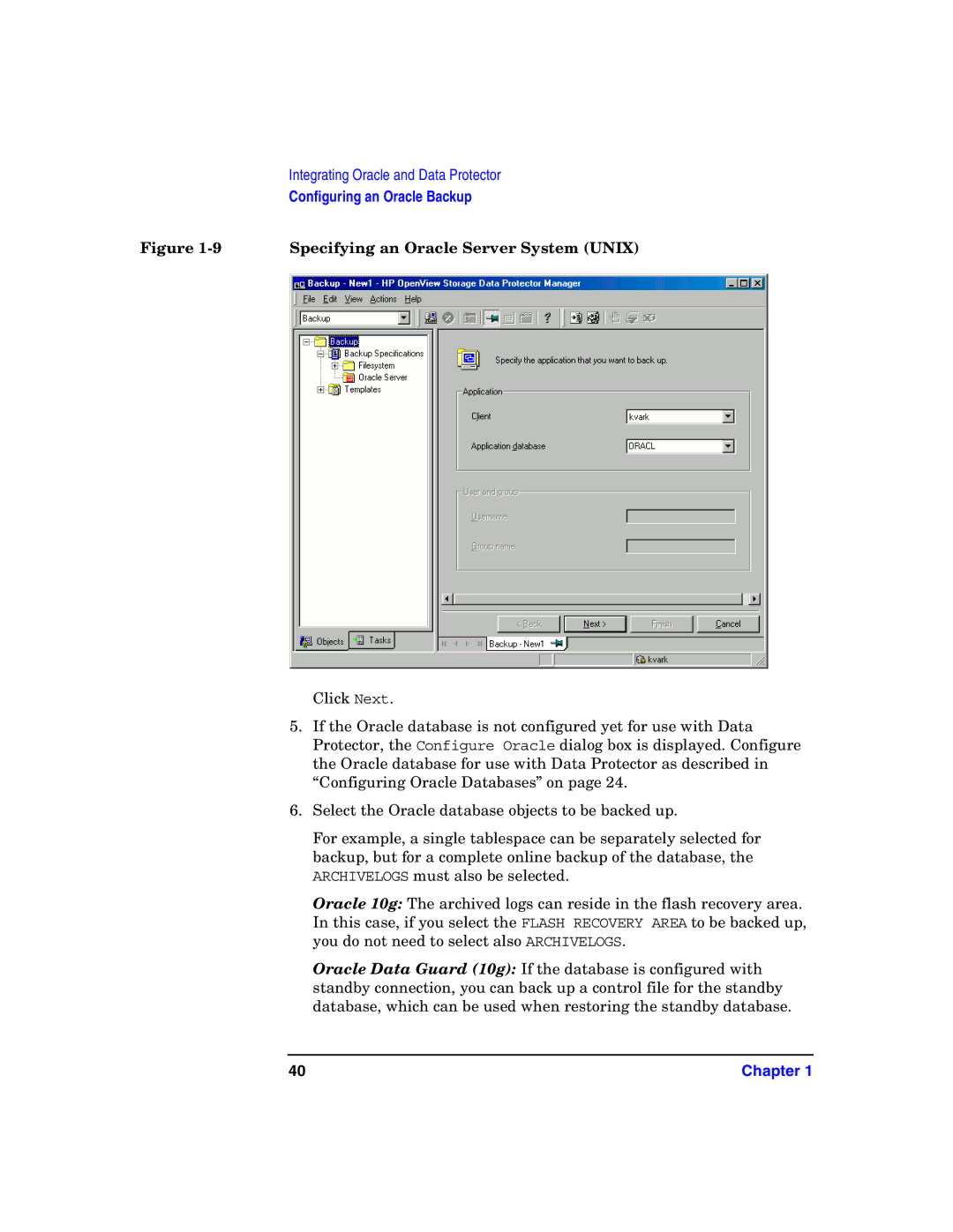 HP OpenView Storage B6960-96008 manual Specifying an Oracle Server System Unix 