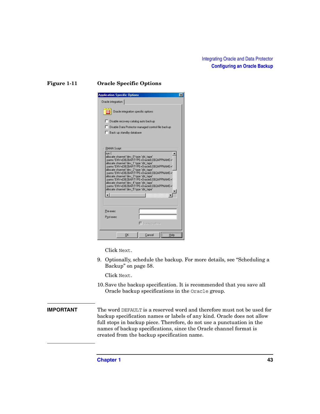 HP OpenView Storage B6960-96008 manual 11Oracle Specific Options 