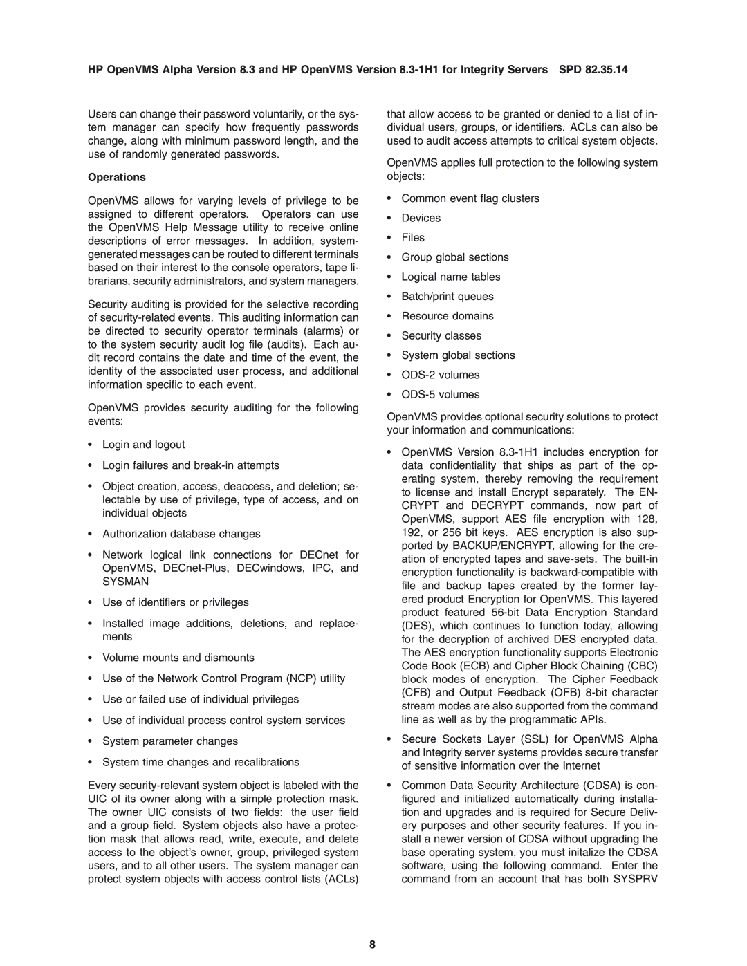 HP OpenVMS 8.3-1H1 manual Operations, Sysman 