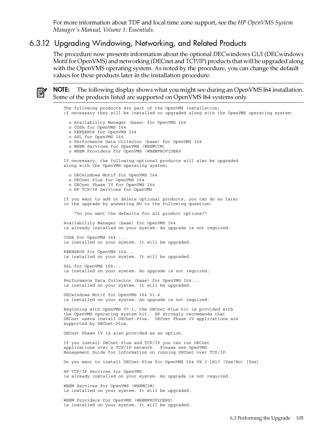 HP OpenVMS 8.x manual Upgrading Windowing, Networking, and Related Products 