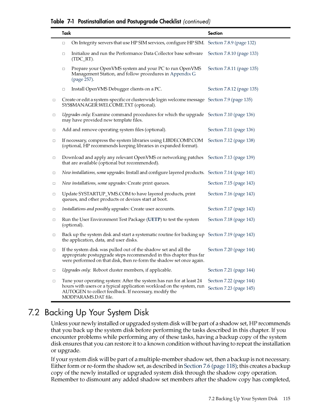 HP OpenVMS 8.x manual Backing Up Your System Disk, Tdcrt 