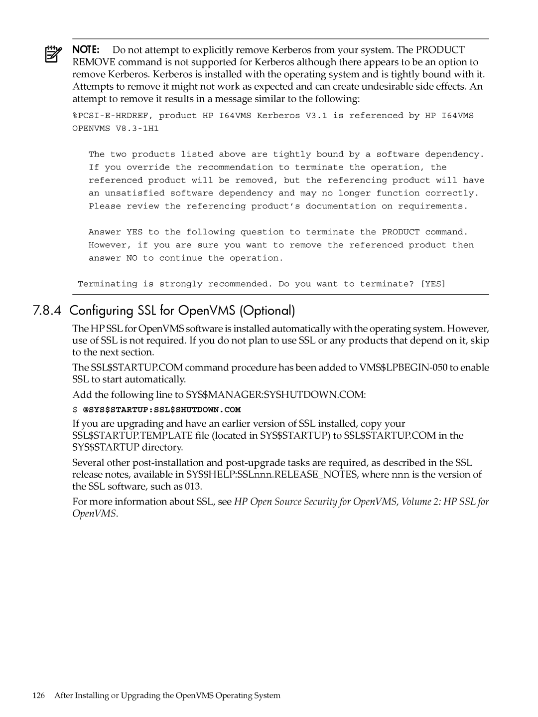 HP OpenVMS 8.x manual Configuring SSL for OpenVMS Optional 