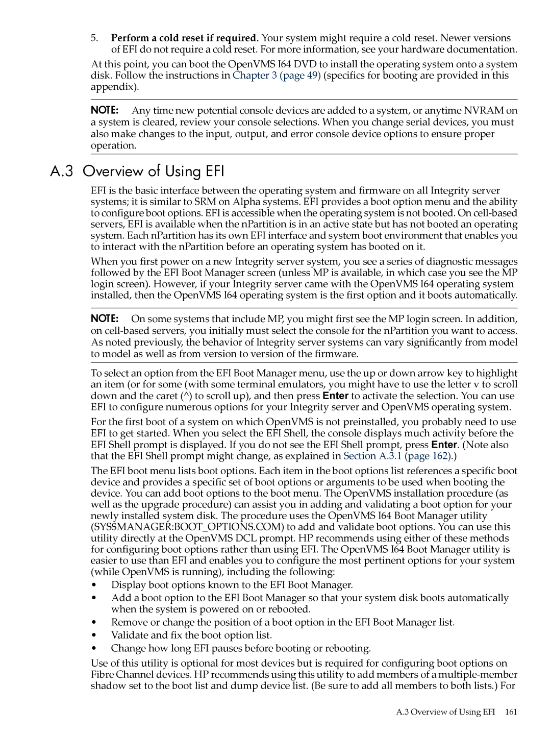 HP OpenVMS 8.x manual Overview of Using EFI 