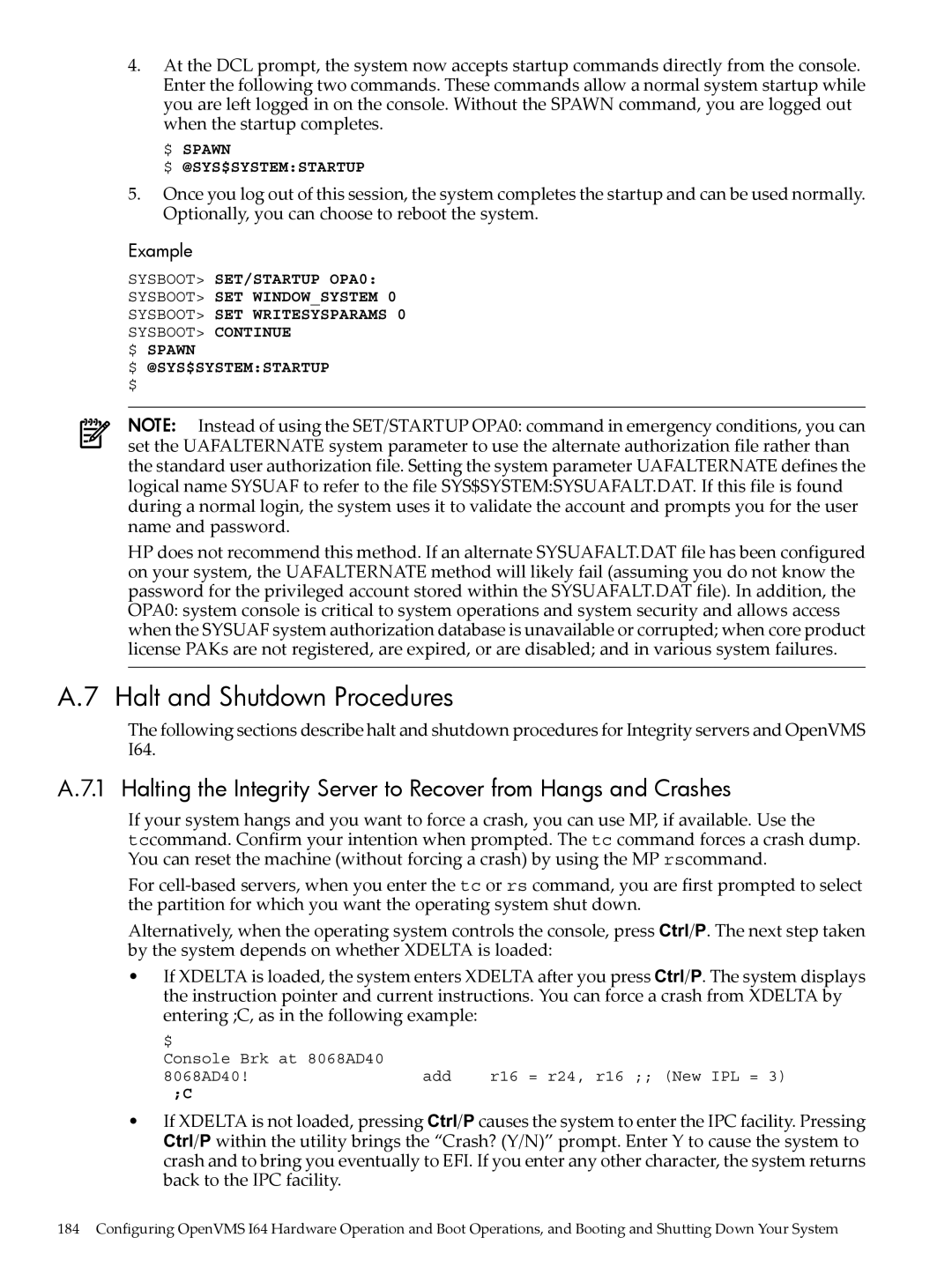 HP OpenVMS 8.x manual Halt and Shutdown Procedures 