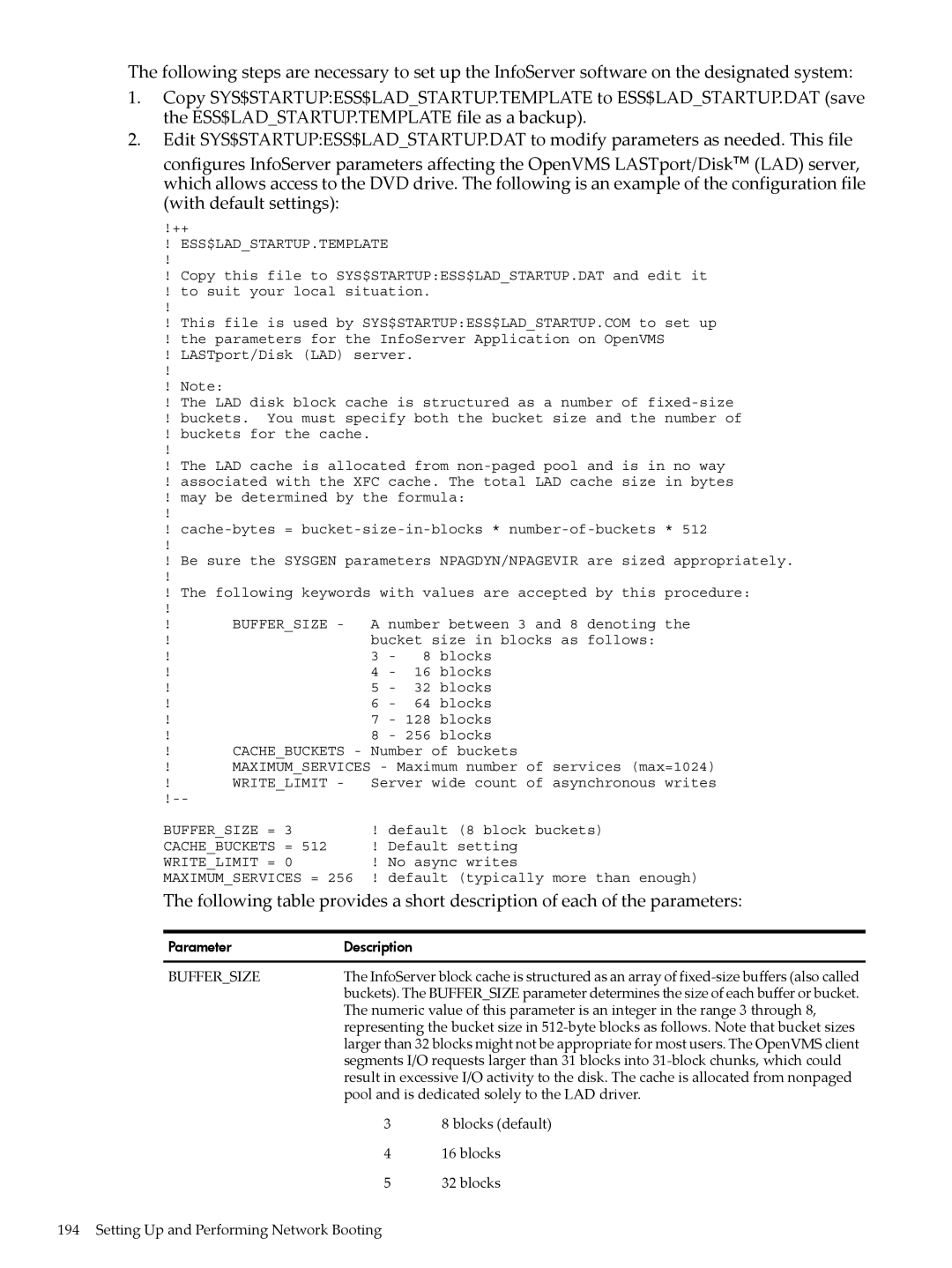 HP OpenVMS 8.x manual Buffersize 