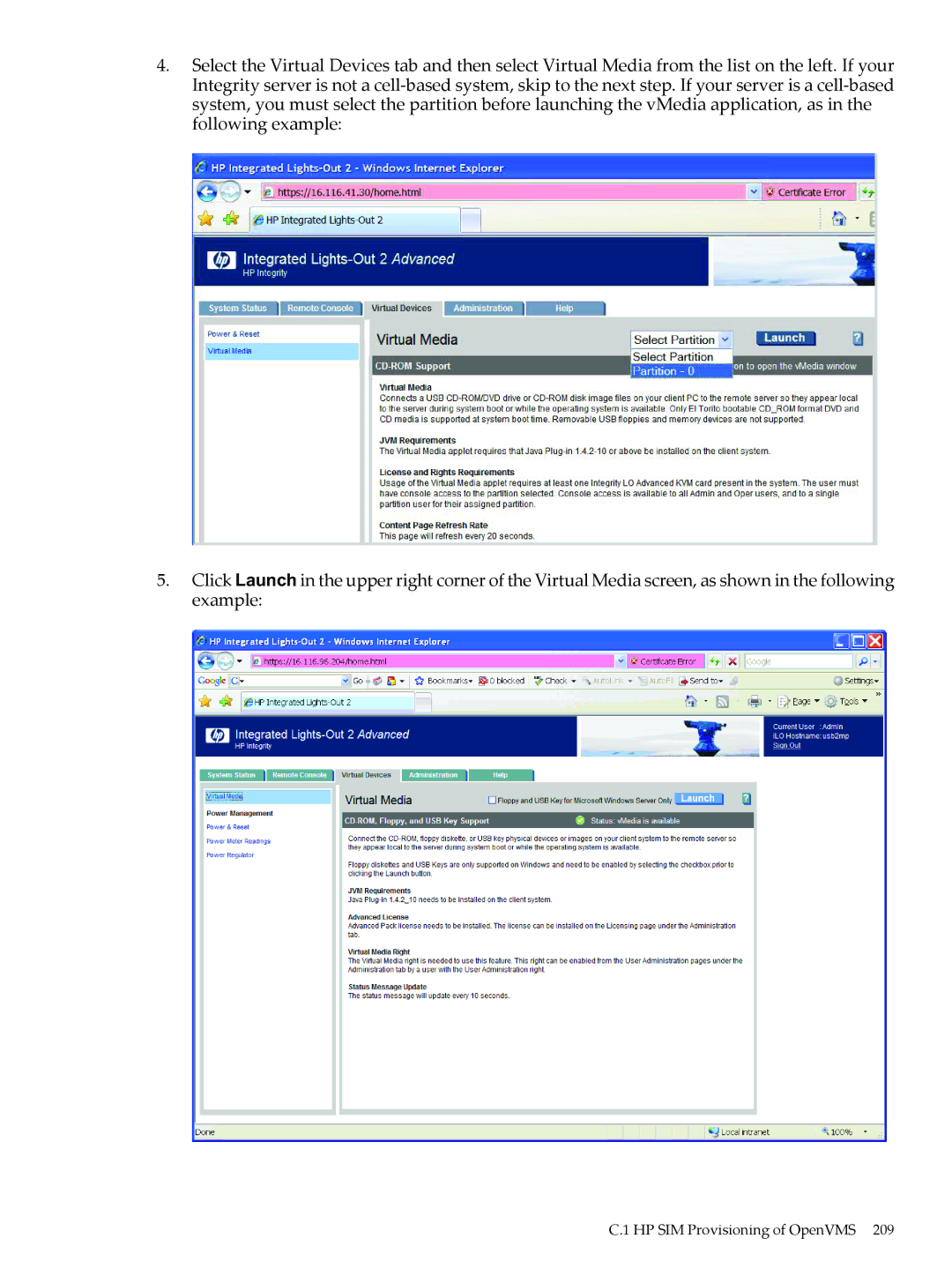 HP OpenVMS 8.x manual HP SIM Provisioning of OpenVMS 