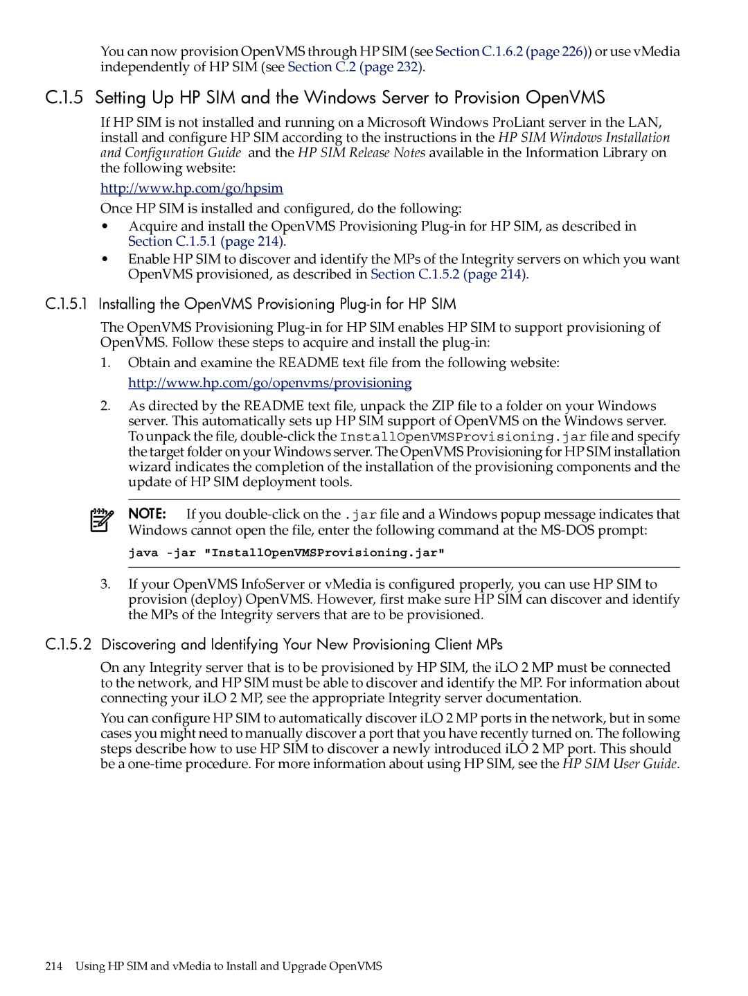 HP OpenVMS 8.x manual Installing the OpenVMS Provisioning Plug-in for HP SIM 