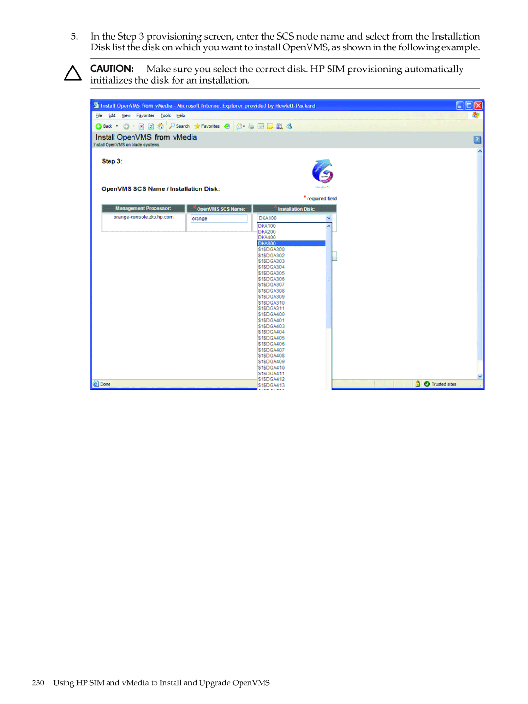 HP OpenVMS 8.x manual Using HP SIM and vMedia to Install and Upgrade OpenVMS 