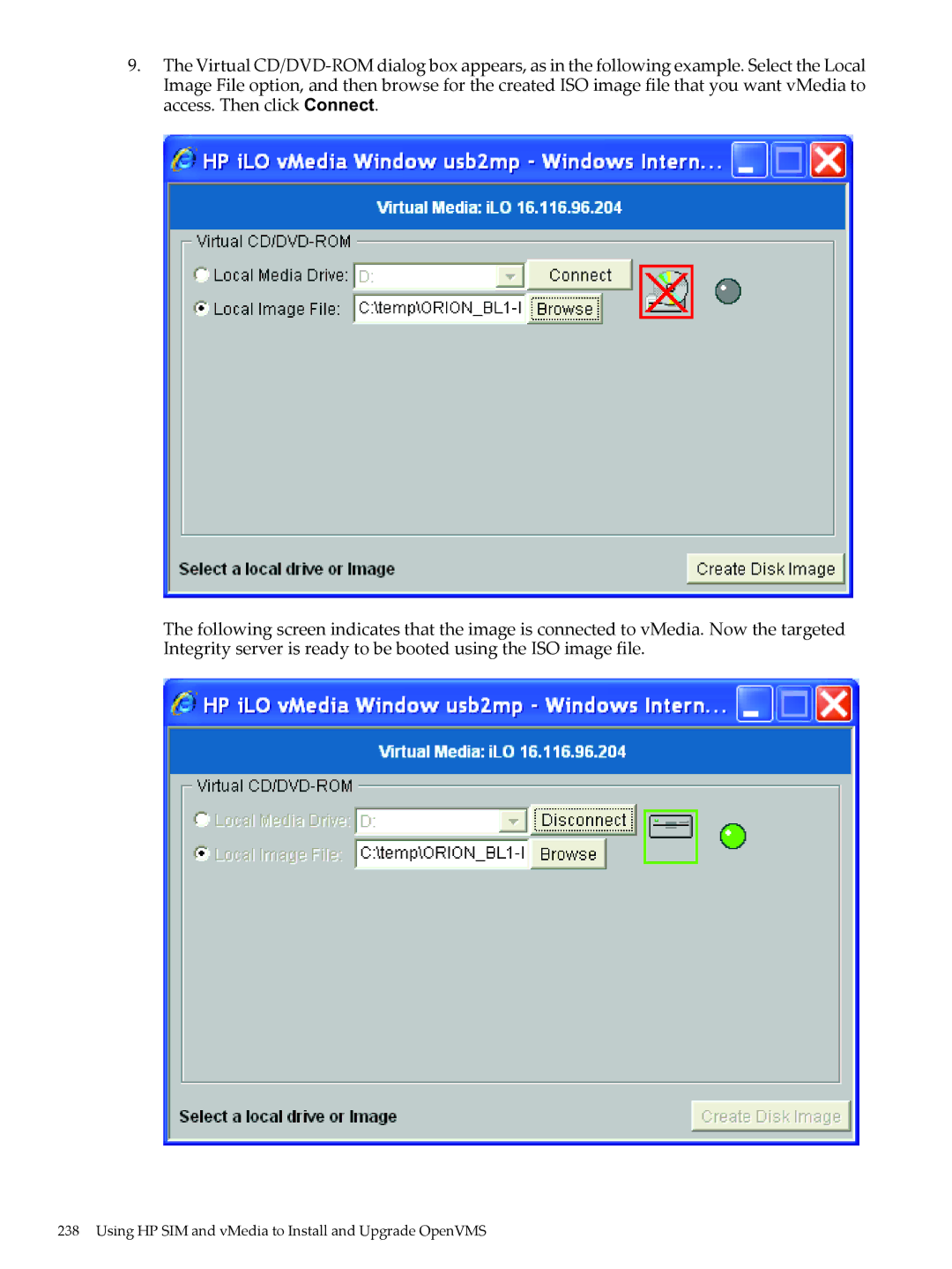 HP OpenVMS 8.x manual Using HP SIM and vMedia to Install and Upgrade OpenVMS 