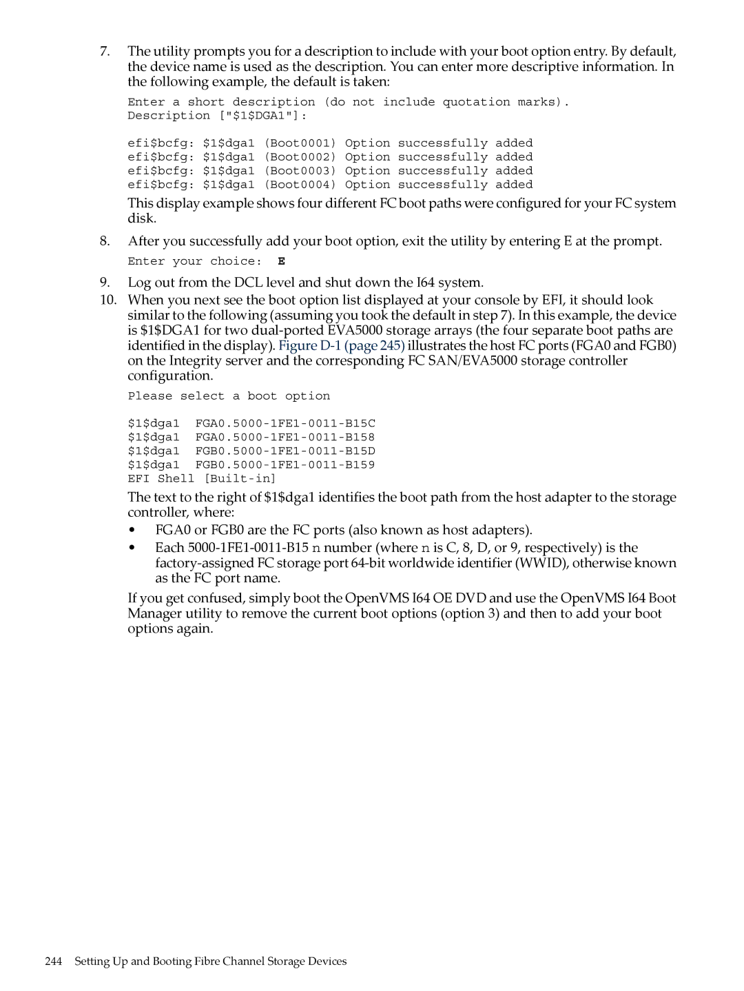 HP OpenVMS 8.x manual Enter your choice E 