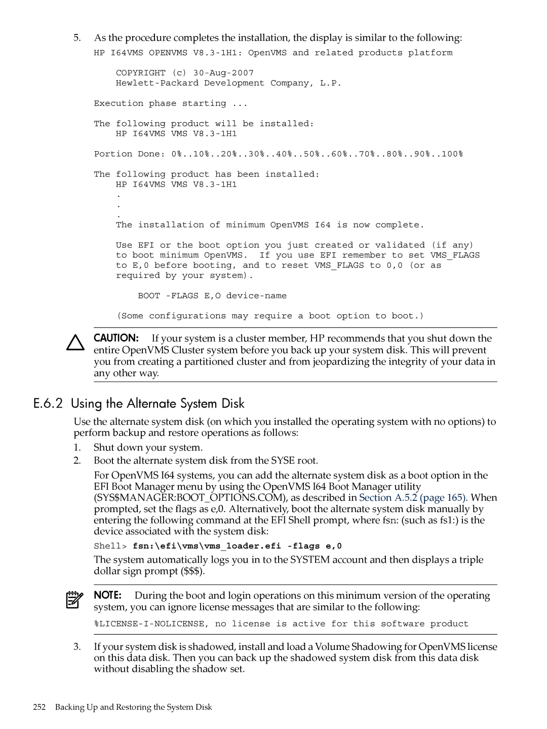 HP OpenVMS 8.x manual Using the Alternate System Disk 