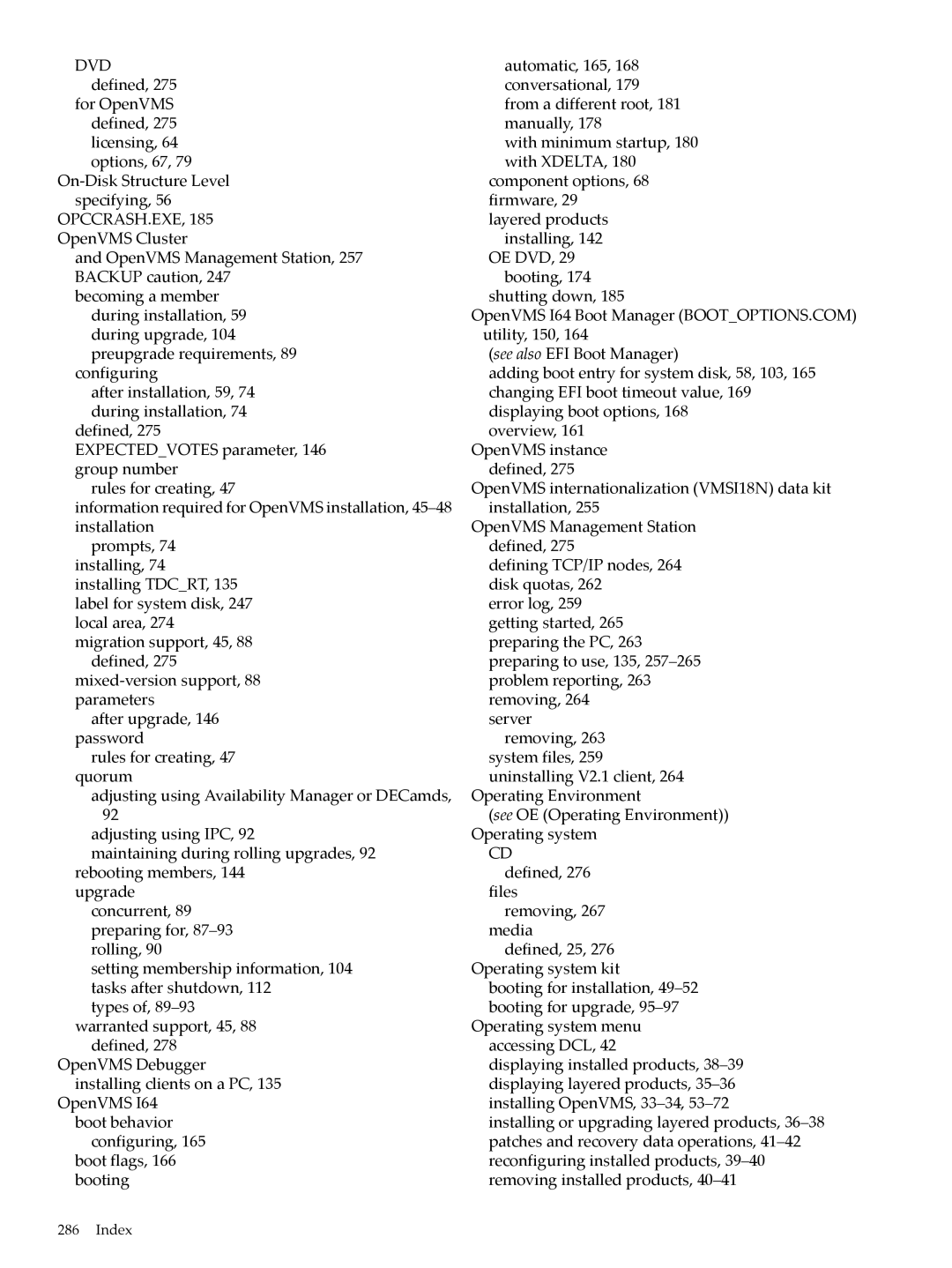 HP OpenVMS 8.x manual Index 