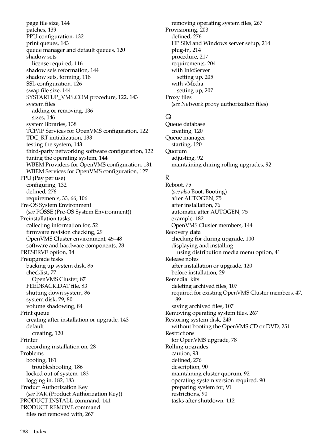 HP OpenVMS 8.x manual Index 