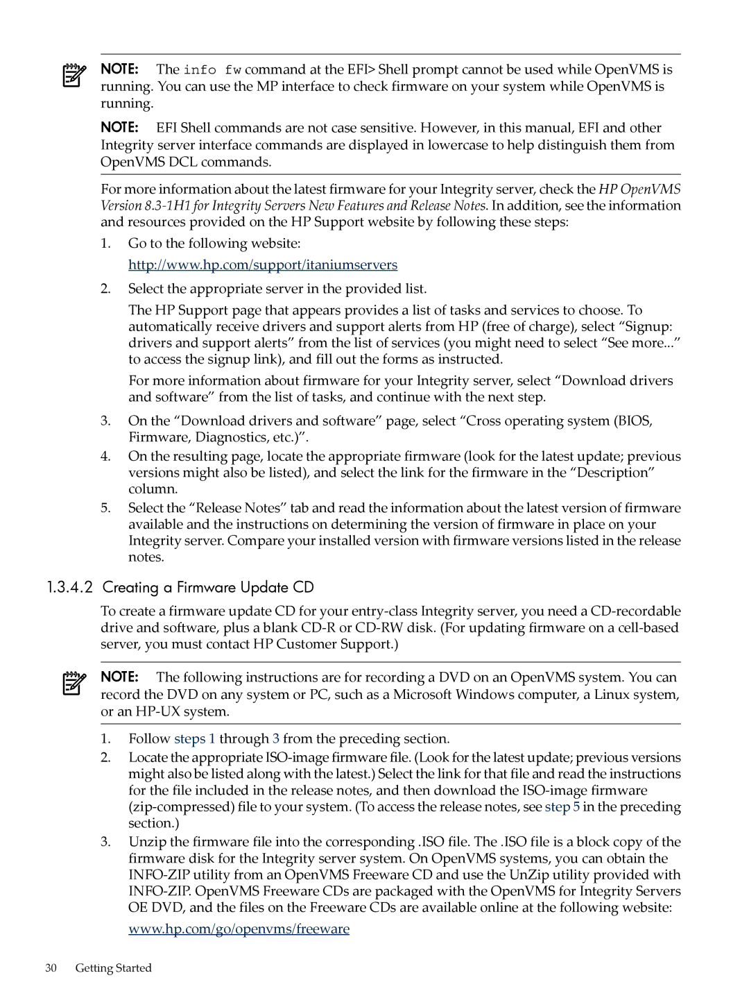 HP OpenVMS 8.x manual Creating a Firmware Update CD 