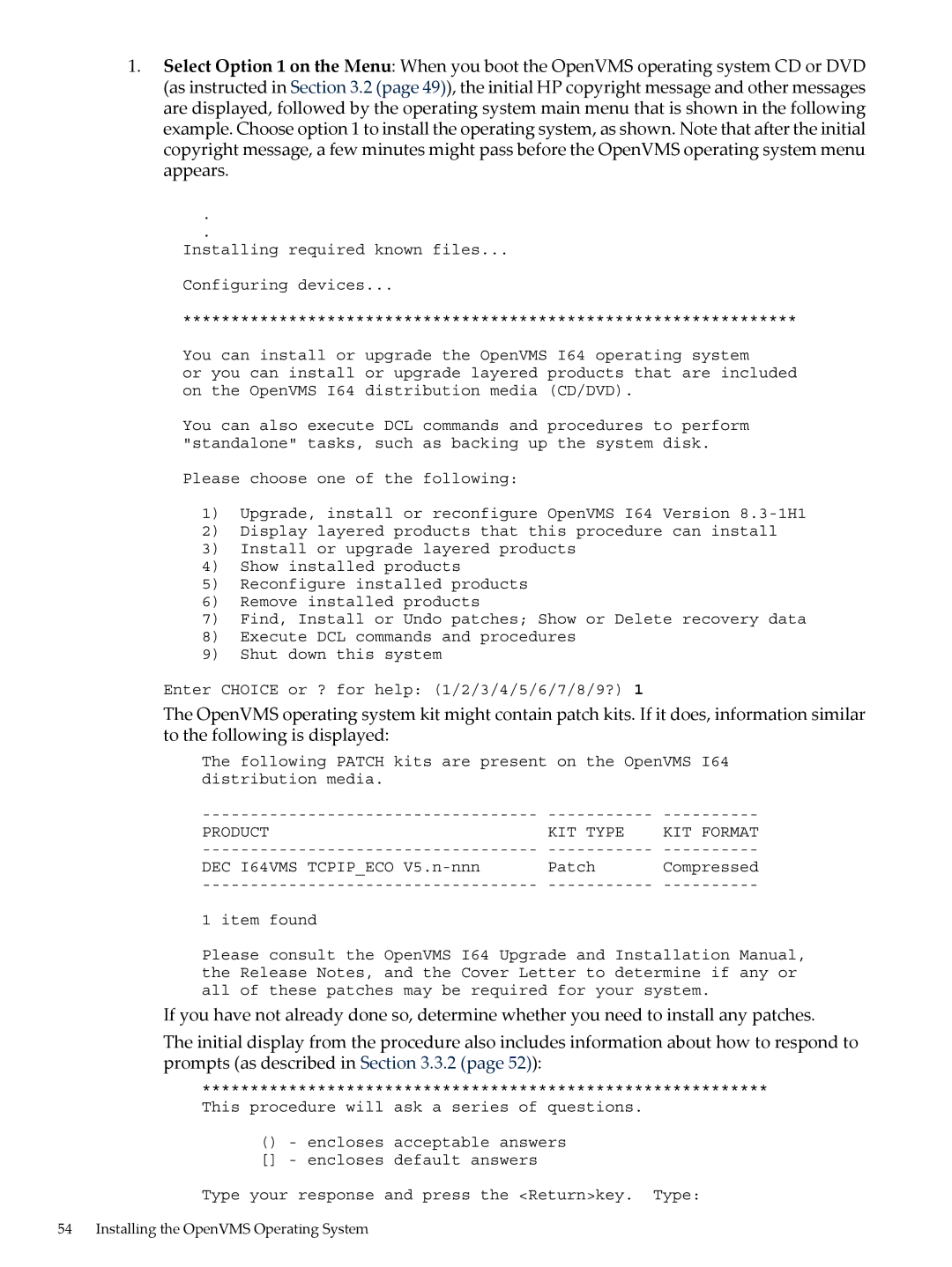 HP OpenVMS 8.x manual Product KIT Type KIT Format 