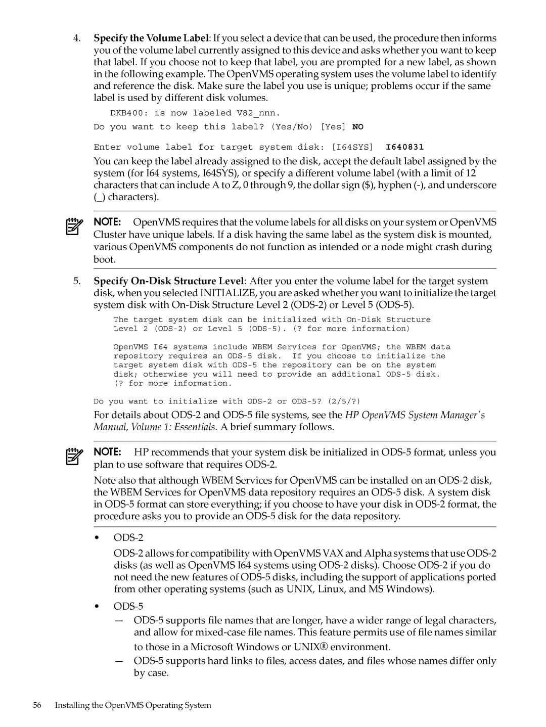 HP OpenVMS 8.x manual ODS-5 