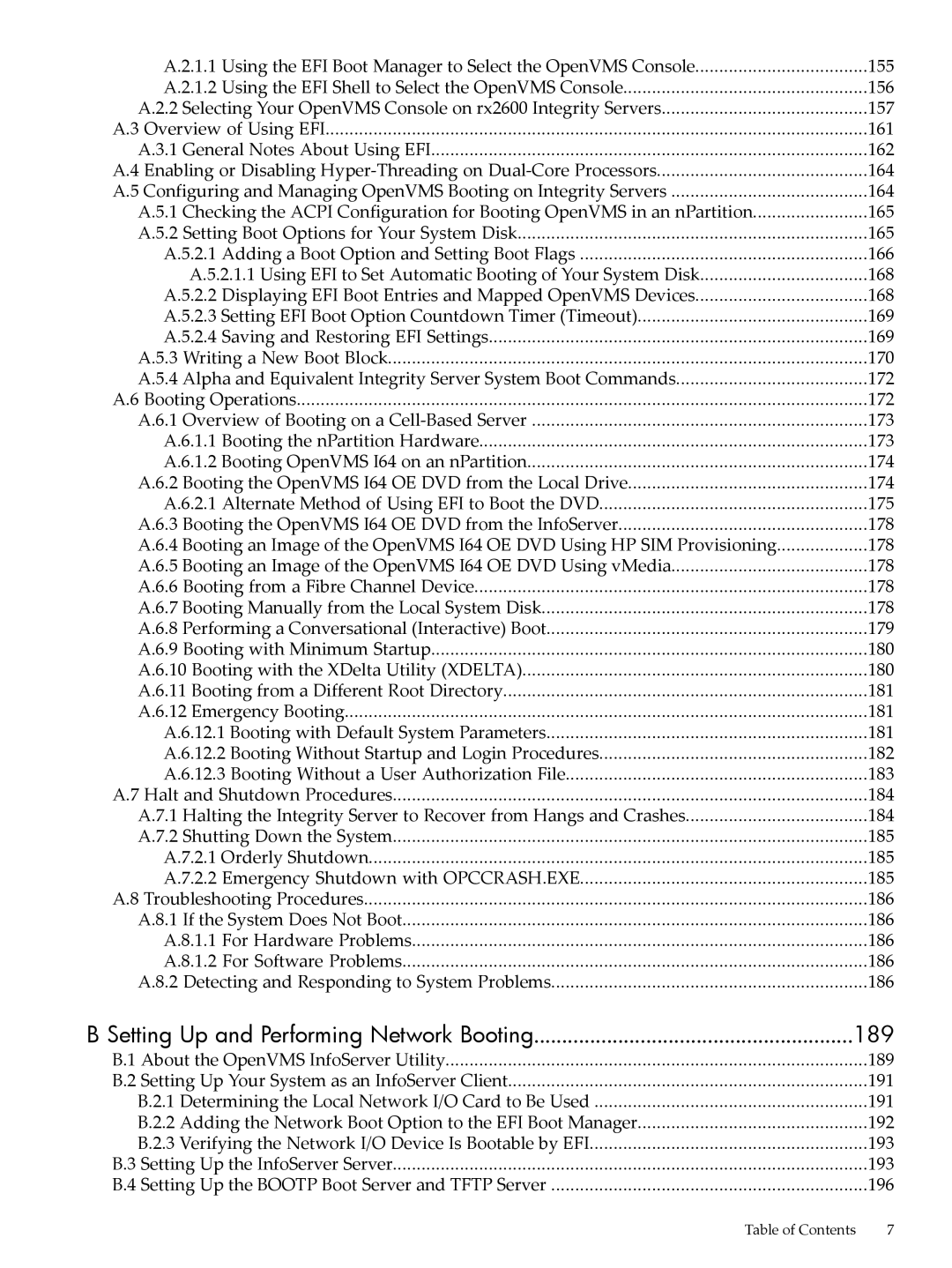 HP OpenVMS 8.x manual 189, 191, 196 