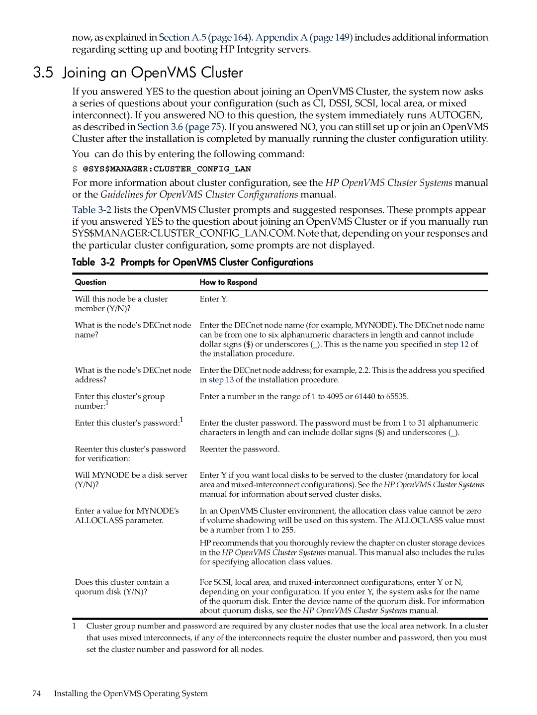 HP OpenVMS 8.x manual Joining an OpenVMS Cluster, You can do this by entering the following command 