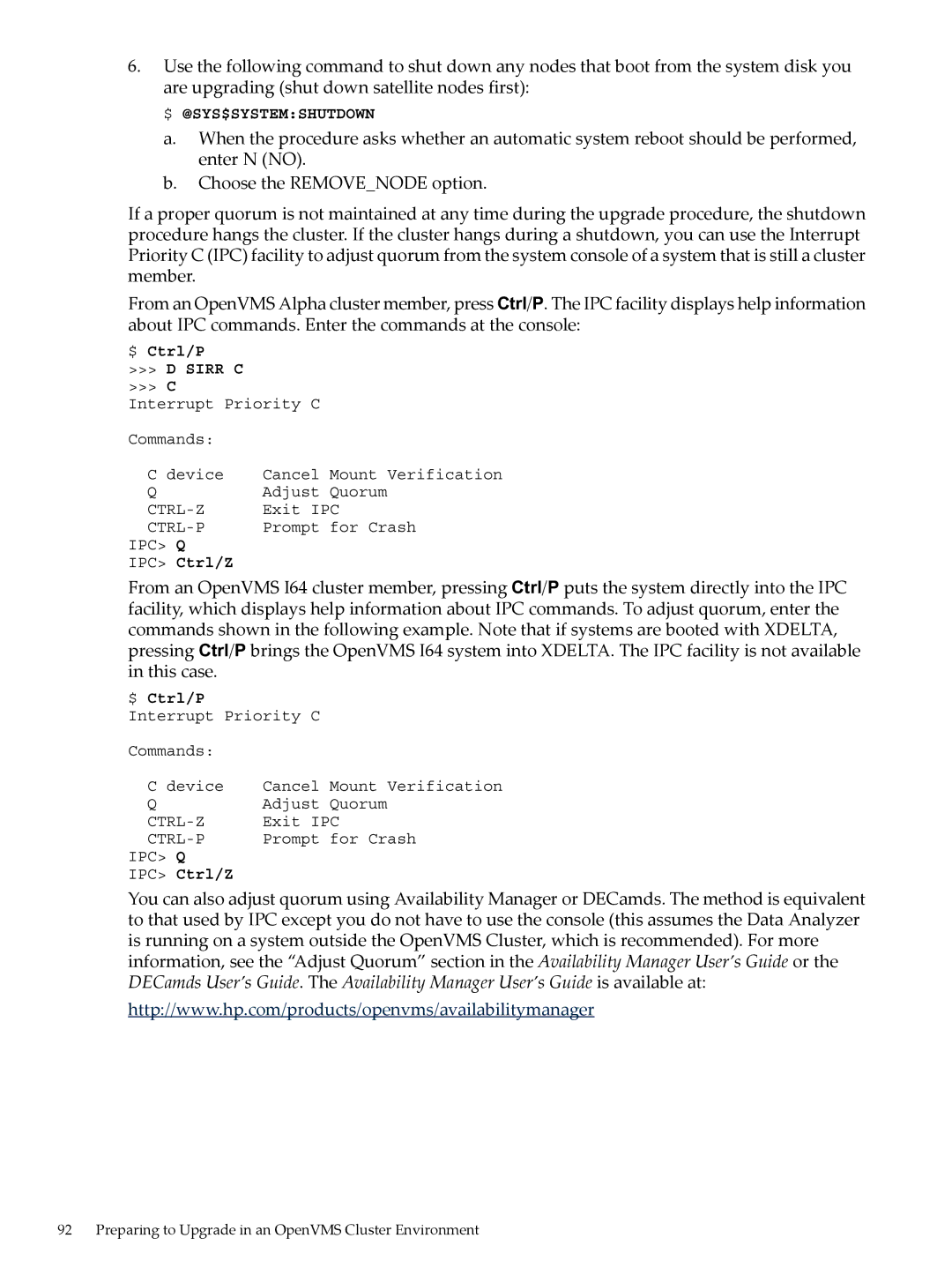 HP OpenVMS 8.x manual IPC Ctrl/Z 