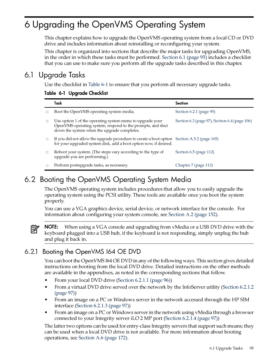 HP OpenVMS 8.x manual Upgrading the OpenVMS Operating System, Upgrade Tasks, Upgrade Checklist 