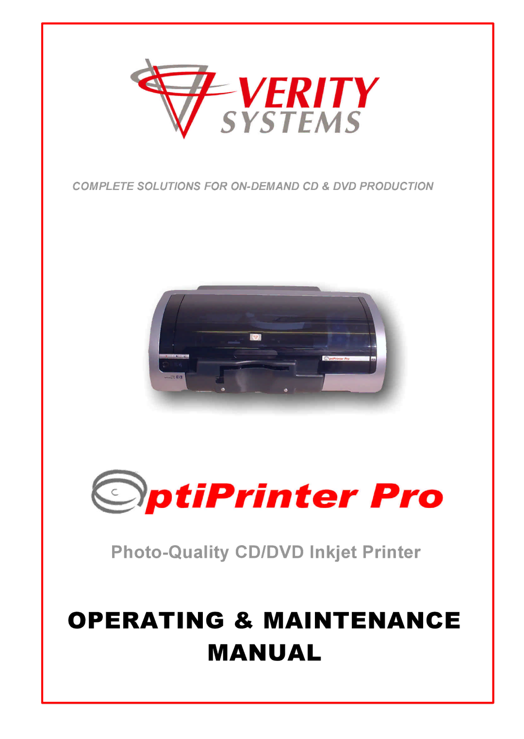 HP Opti PRO Opti PRO CD/DVD manual Operating & Maintenance Manual 