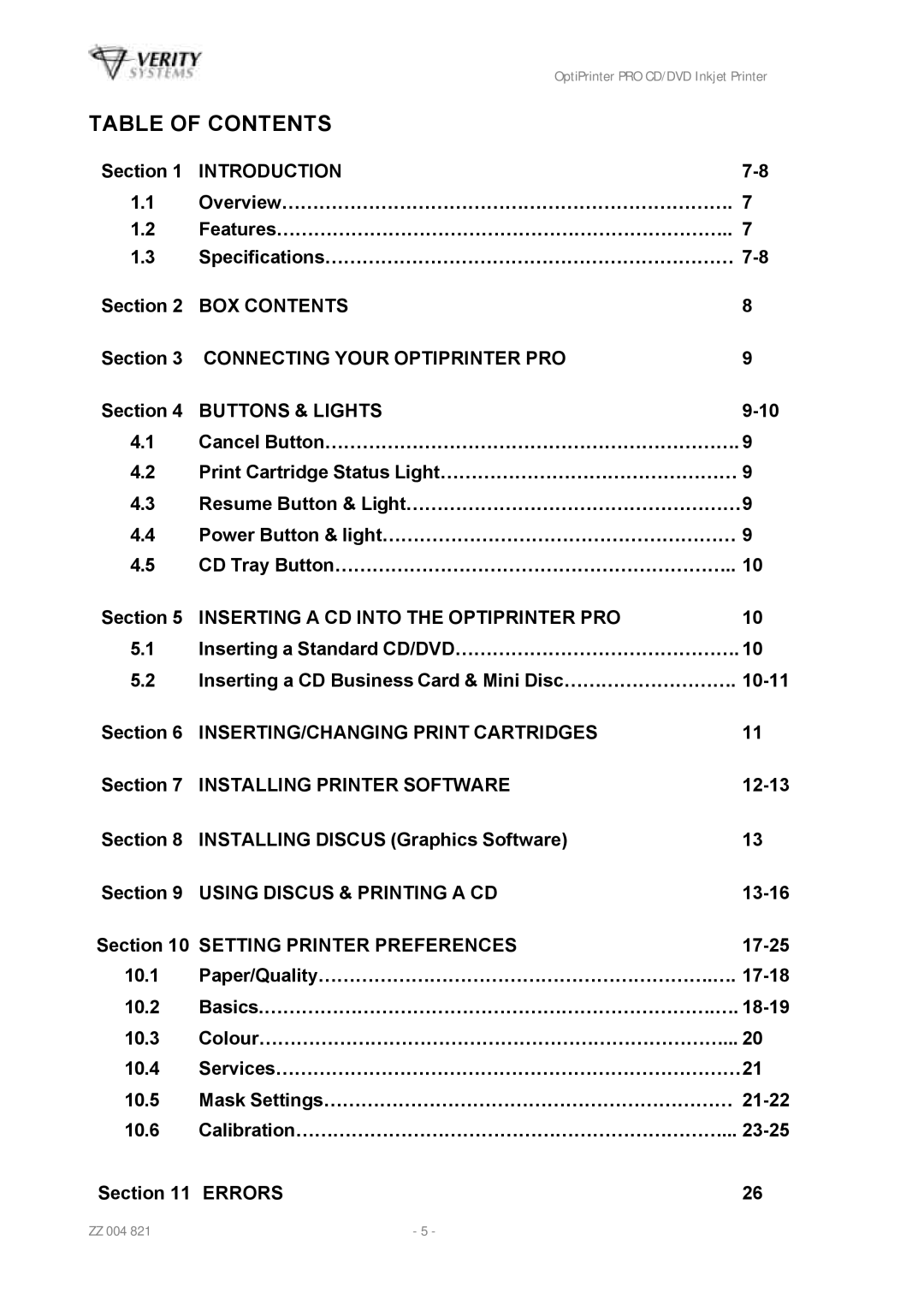 HP Opti PRO Opti PRO CD/DVD manual Table of Contents 