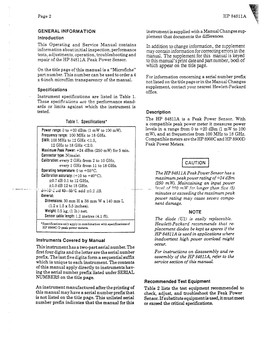 HP Oxygen Equipment 84811A manual 
