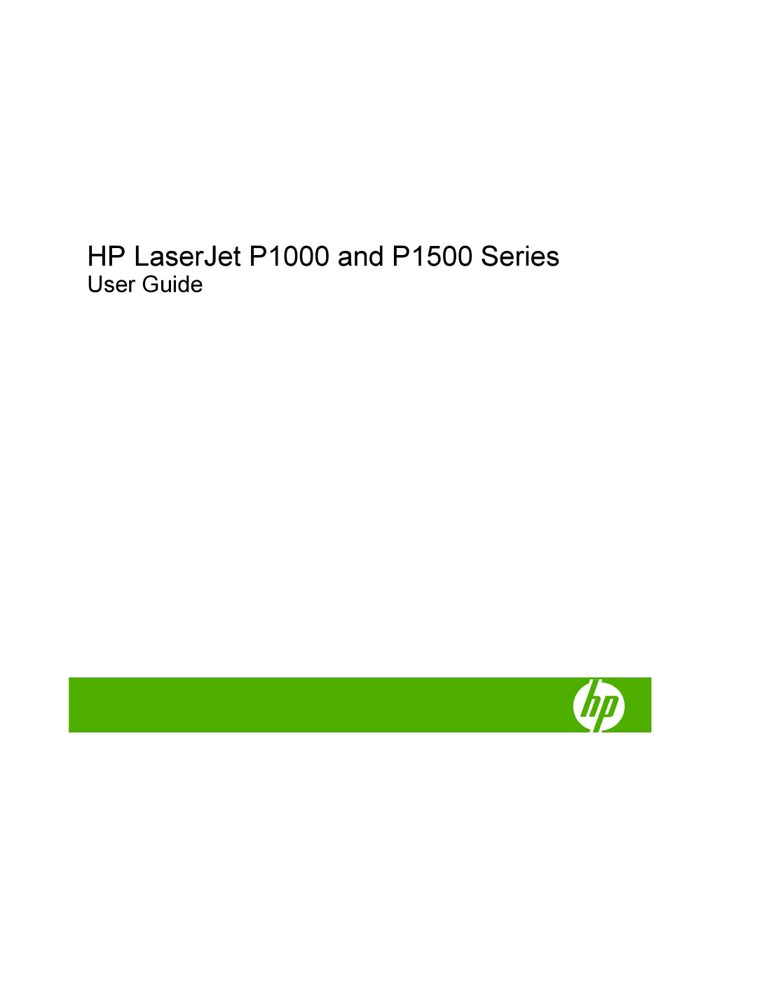 HP manual HP LaserJet P1000 and P1500 Series 